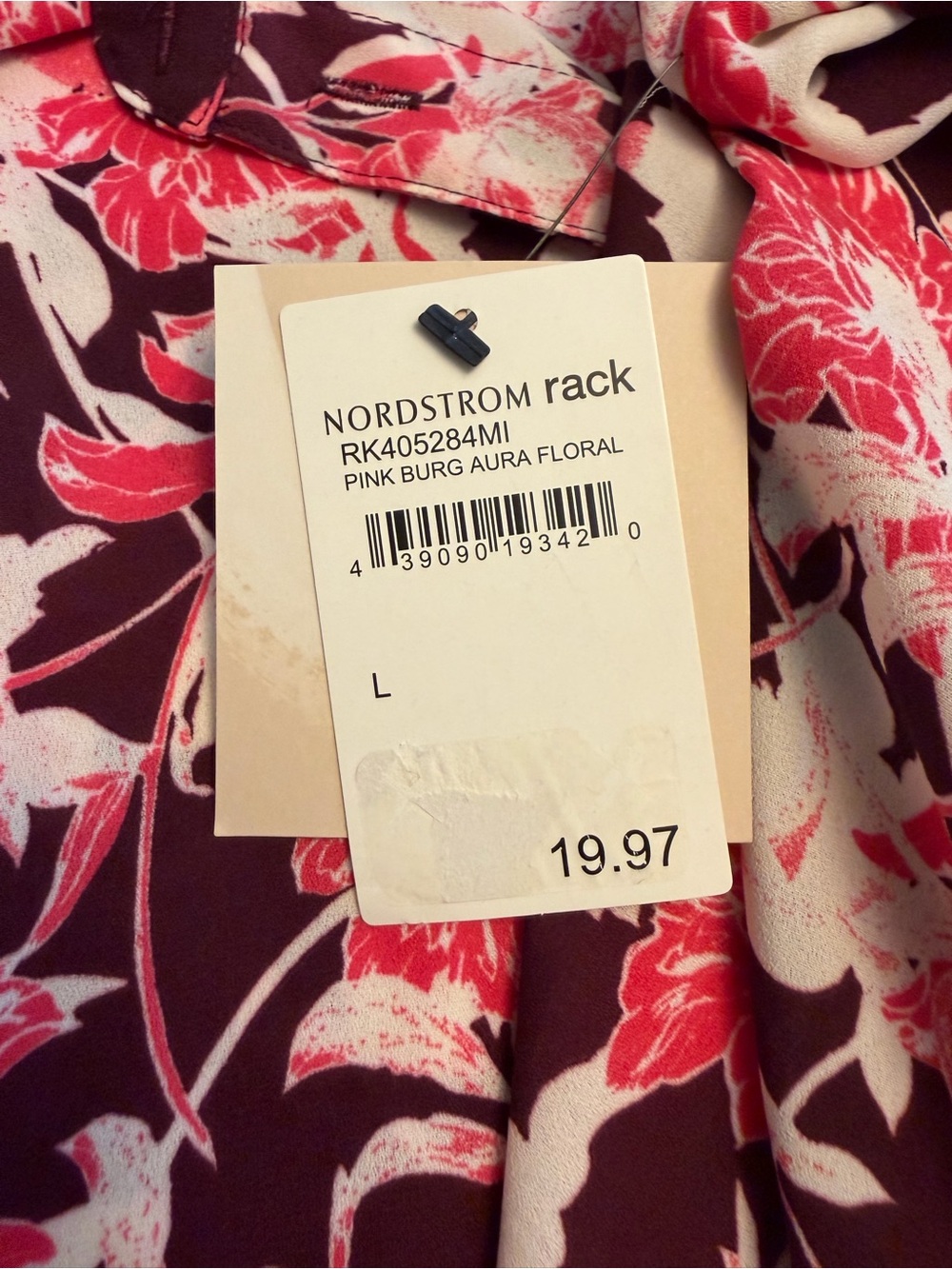 Nordstrom Rack Pink Burgundy Floral Top - Picture 2 of 2